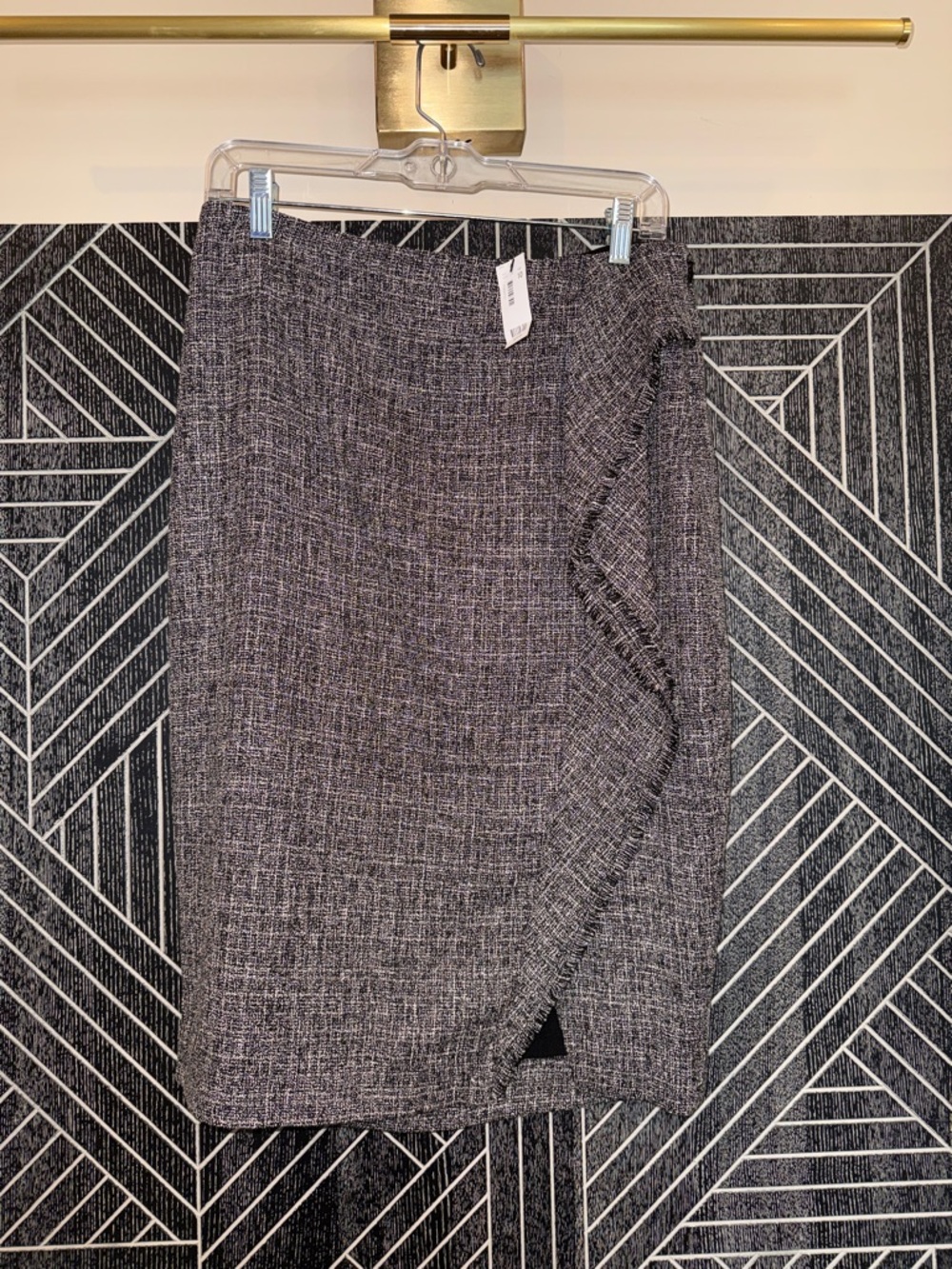 The Limited Gray Textured Ruffle-Front Pencil Skirt